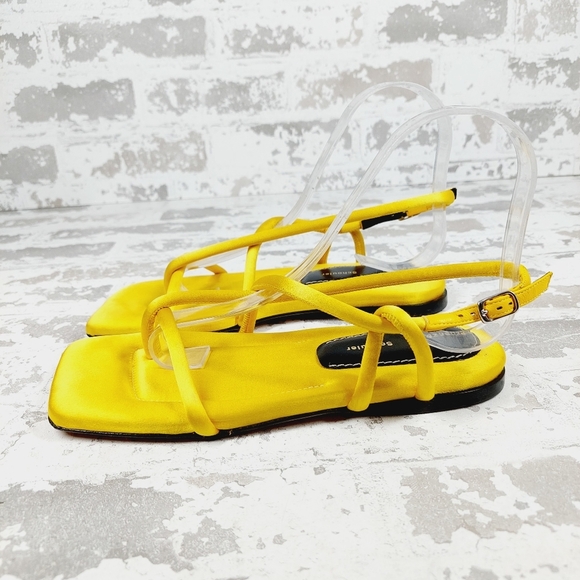 New Proenza Schouler Yellow Square Toe Flat Sandals V617
